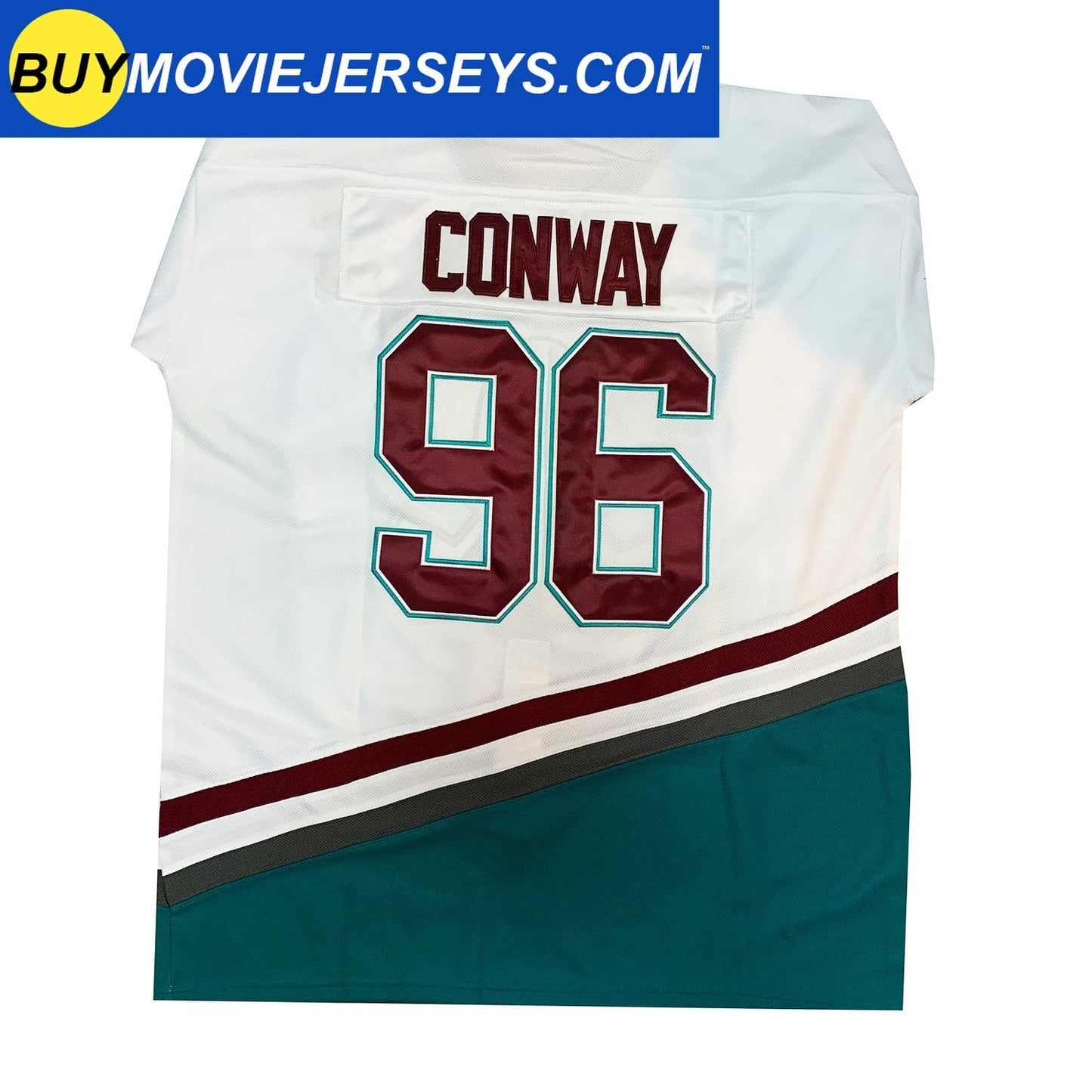 Youth The Mighty Ducks Movie Hockey Jersey #96 Charlie Conway White Color Kids Size