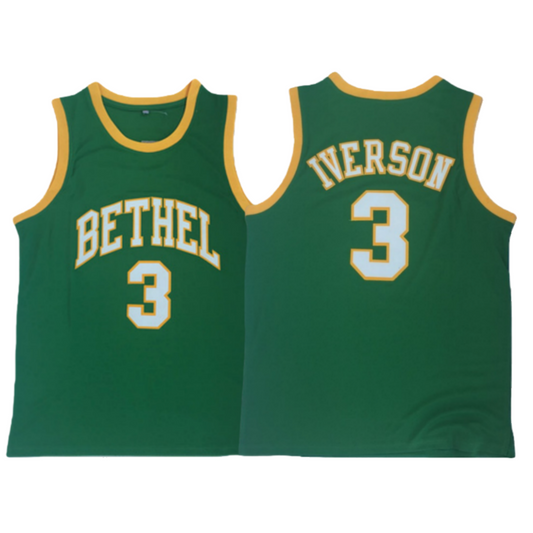 Allen Iverson #3 Bethel High School Basketball Jersey - Green