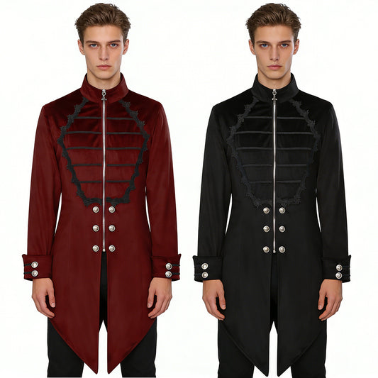 Men's Steampunk Vintage Medieval Tailcoat Jacket Retro Gothic Victorian Frock Coat Uniform Halloween Cosplay Costume