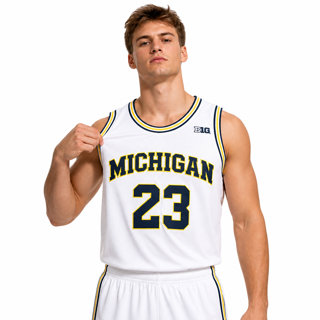 Yaxel Lendeborg  #23 Michigan Basketball Jersey College  Jerseys White