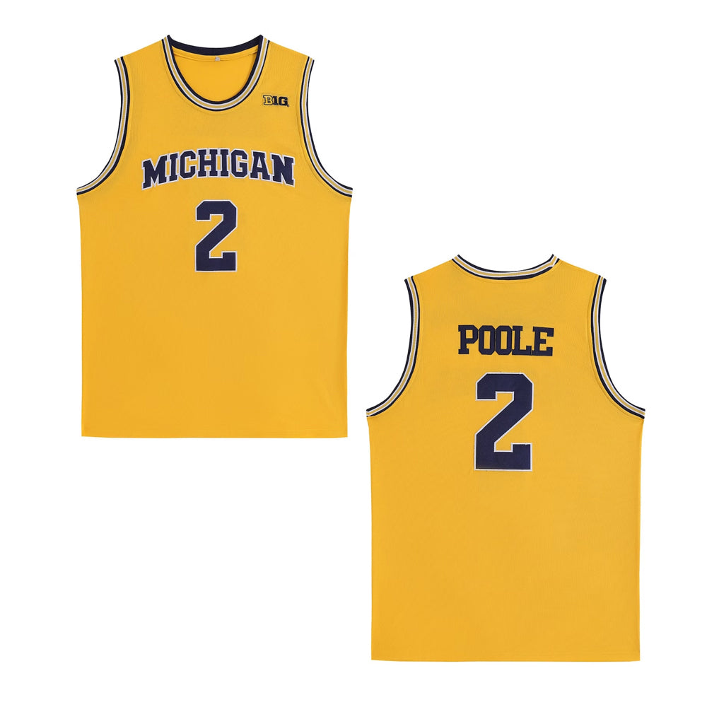 Michigan Wolverines #2 Jordan Poole College Jersey Yellow