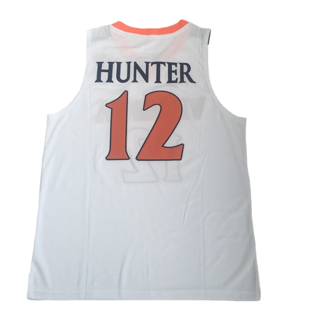 Virginia Hunter #12 Basketball Jersey White/Dark Blue Two Colors