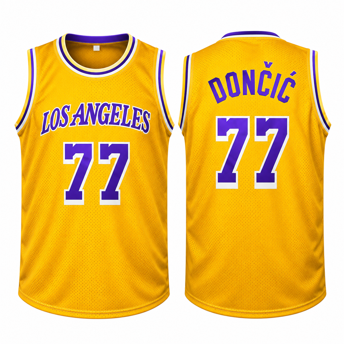 Luka Dončić #77 Los Angeles Yellow Basketball Jersey
