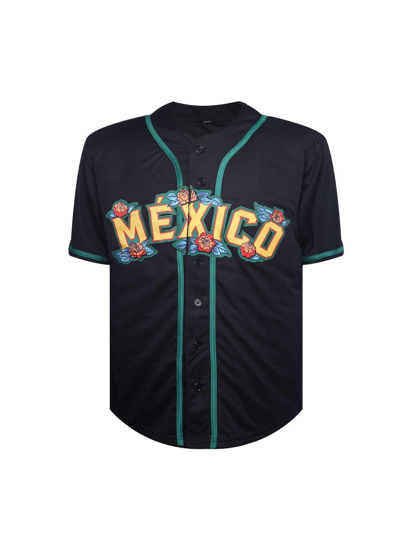 Mexico Black Baseball Jersey Button Up Mexican Heritage Jersey