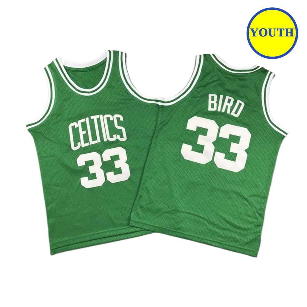 Kids Youth Larry Bird #33 Boston Throwback Basketball Jersey Green