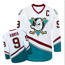 Load image into Gallery viewer, The Mighty Ducks Movie Hockey Jersey #9 Paul Kariya White Color
