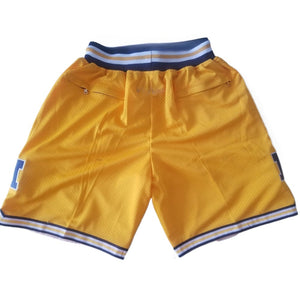 Throwback Classic Michigan Basketball Shorts Sports Pants with Zip Pockets Yellow