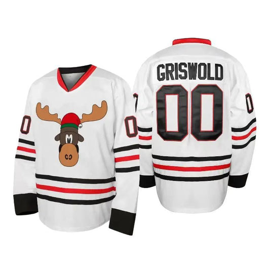 Custom Christmas Vacation Griswold #00 White Hockey Jersey
