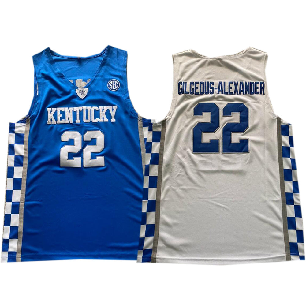 Shai Gilgeous-Alexander #22 Kentucky College Basketball Jersey Blue/White