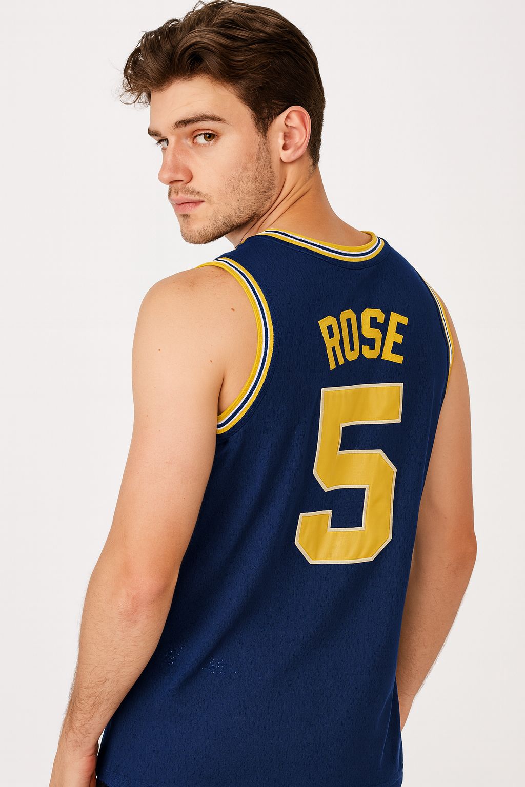 Jalen Rose #5 Michigan Basketball Jersey College  Jerseys Dark Blue