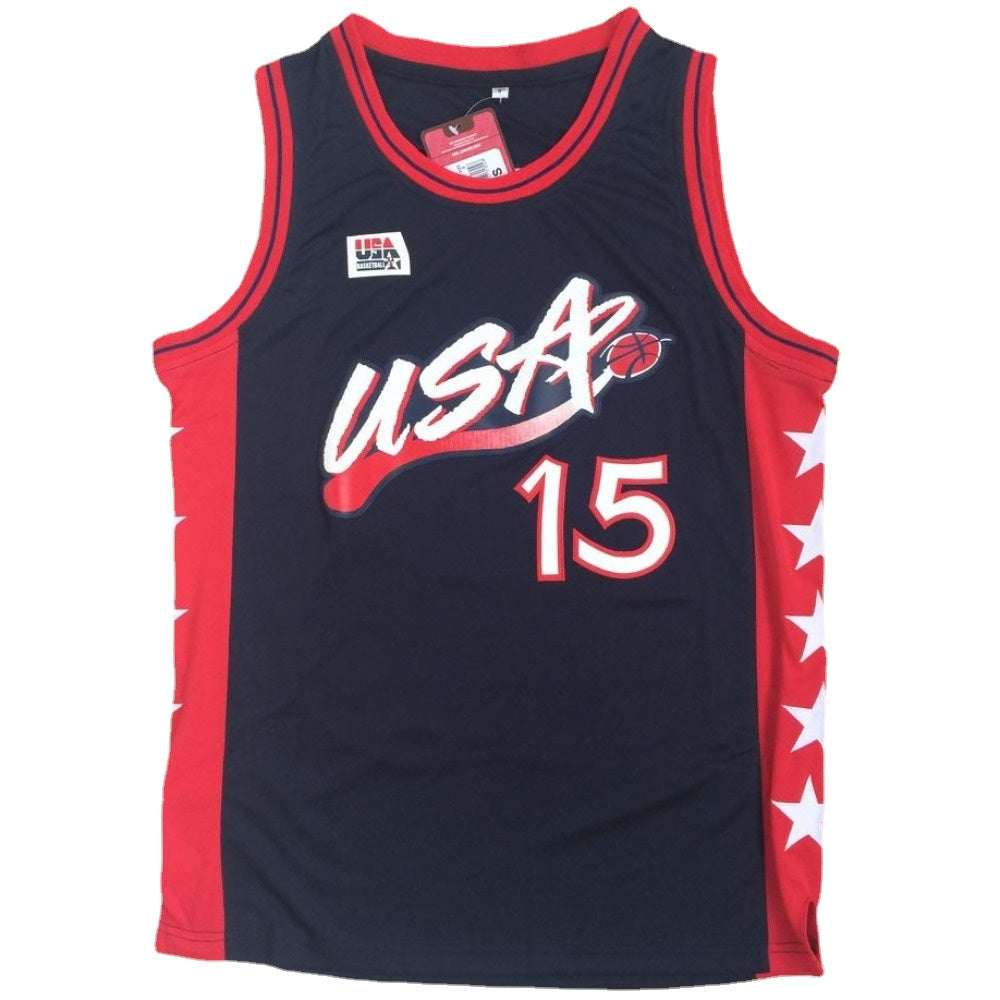 Hakeem Olajuwon Dream Team USA #15 Black Embroidered Basketball Jersey