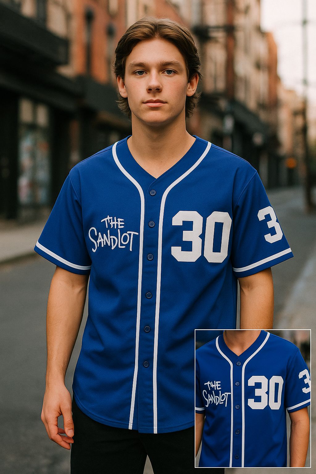 The Sandlot Benny Rodriguez #30 Men Stitched Movie Baseball Jersey Blue Color