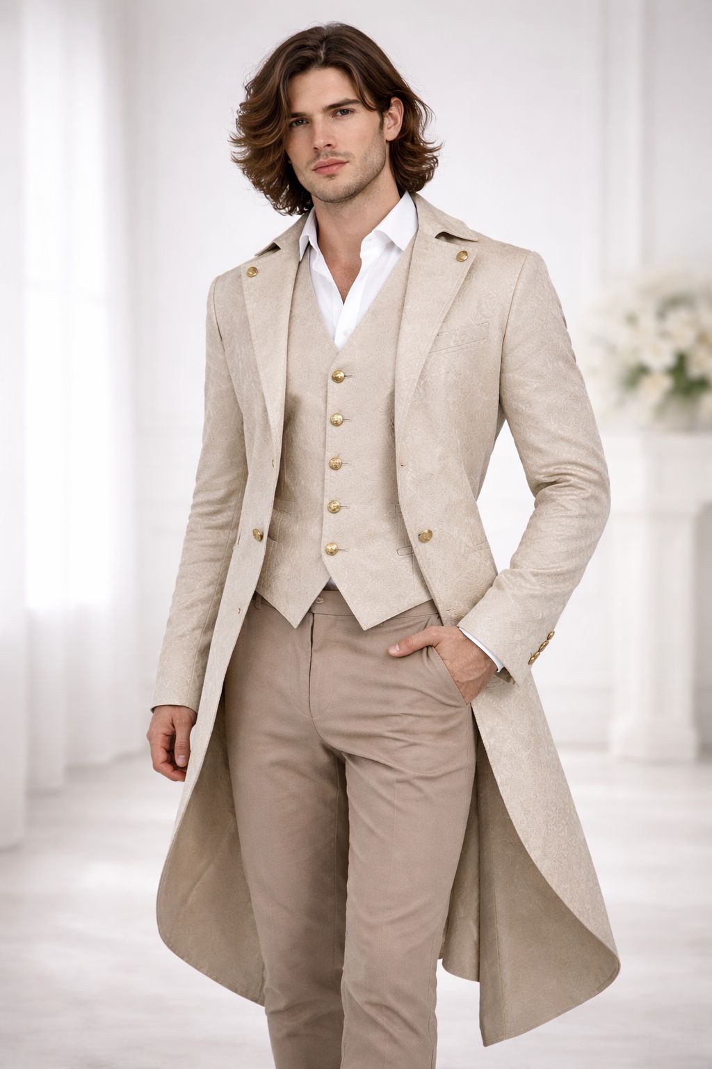 Men's Steampunk Vintage Medieval Tailcoat Jacket Retro Gothic Victorian Frock Coat Uniform Halloween Cosplay Costume