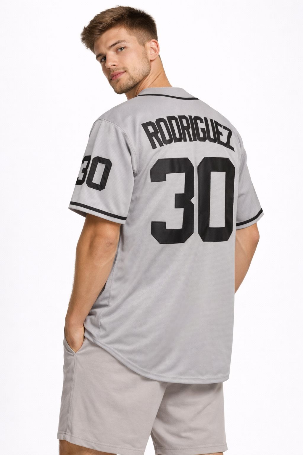 The Sandlot Benny Rodriguez #30 Men Stitched Movie Baseball Jersey Gray Color