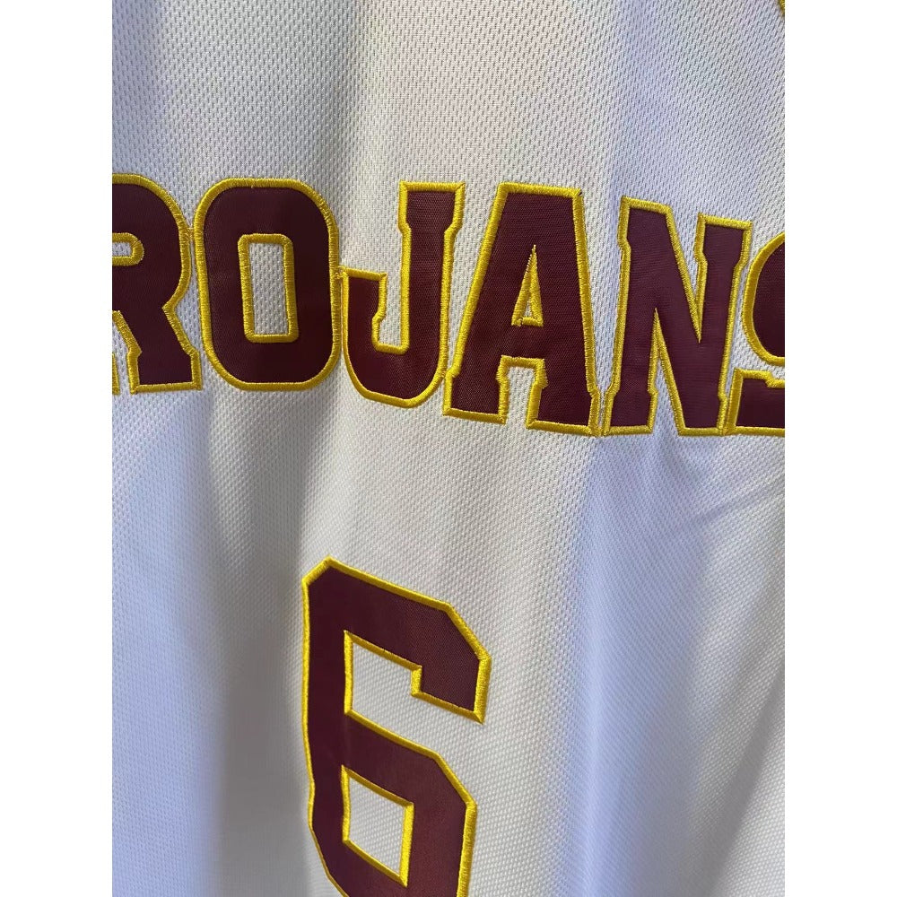 Bronny James JR.  6 USC College Basketball Jersey Embroidery White