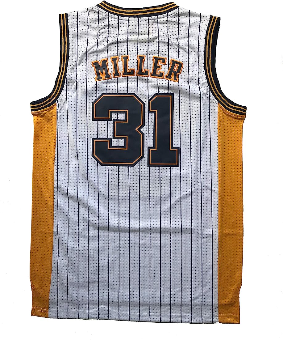 Reggie Miller #31 Vintage Indiana Pacers Jersey Yellow /White /Black Stripe