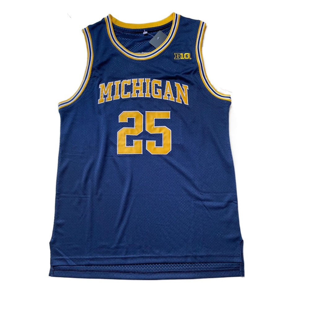 Juwan Howard #25 Michigan Fab Five Basketball Jersey  Jerseys Dark Blue