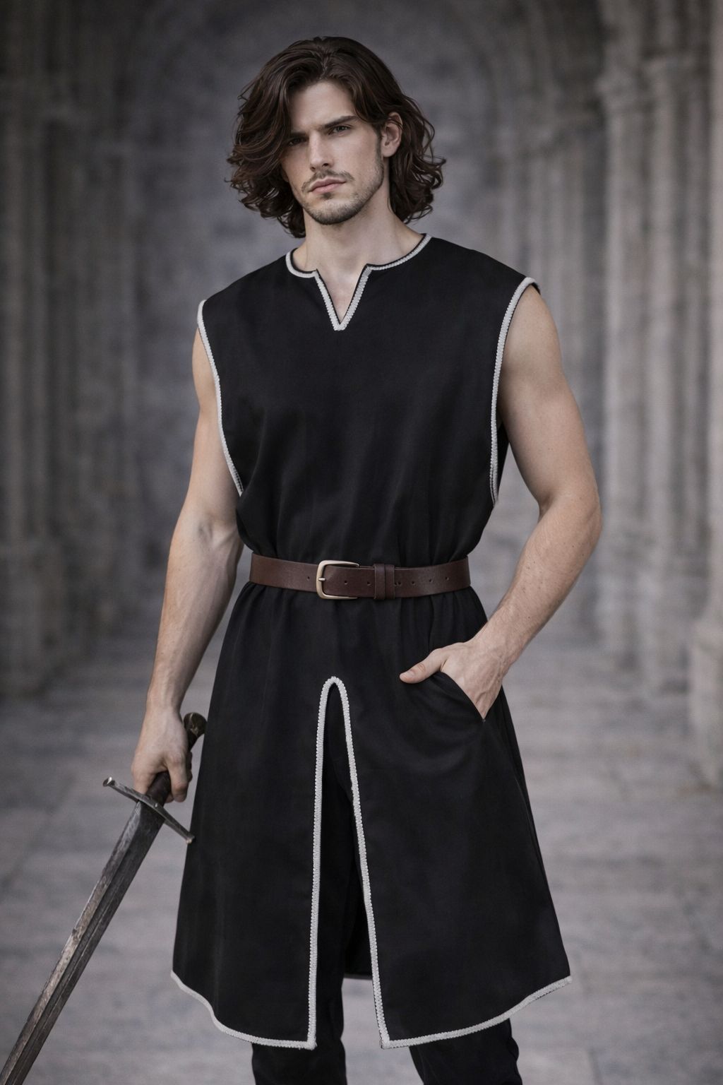 Men Medieval Renaissance Gothic Tunic Top Warrior Viking Shirt Halloween Costume