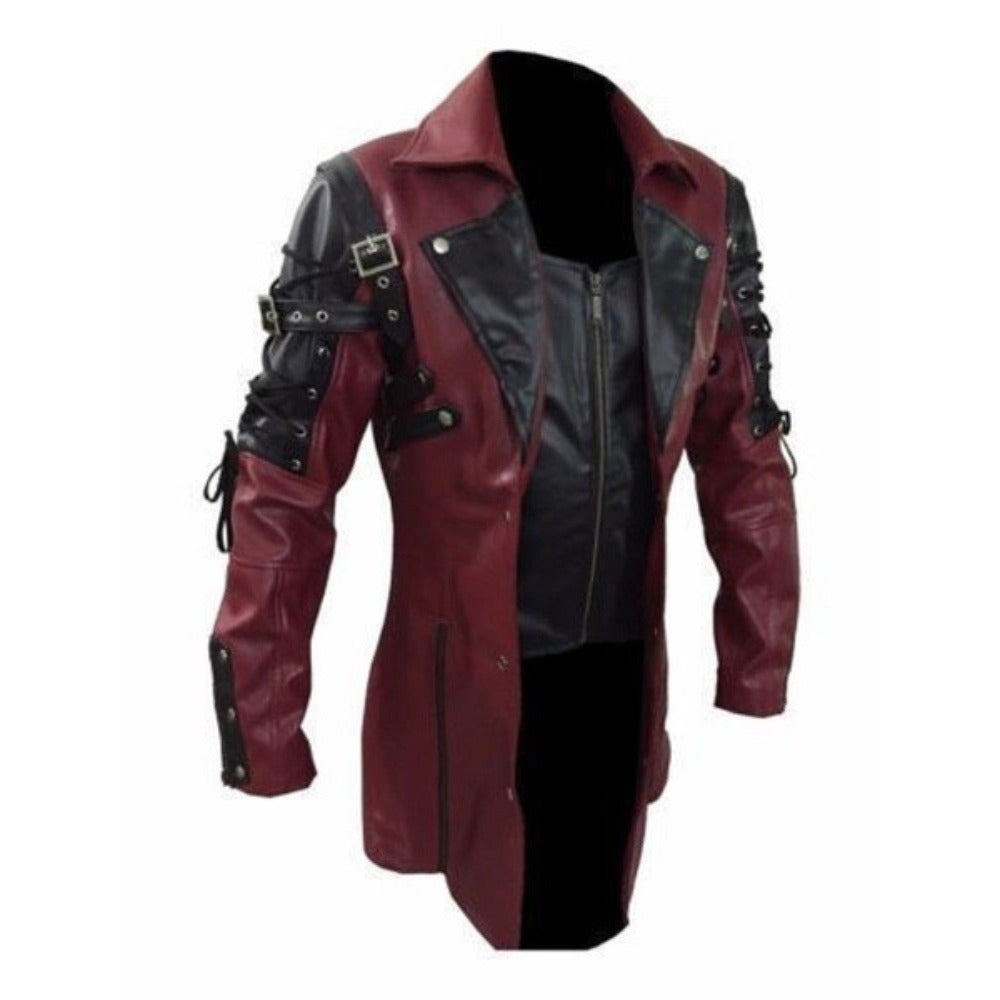 Men's Biker Faux Leather Jacket - Punk Rock Style Motorcycle Outerwear