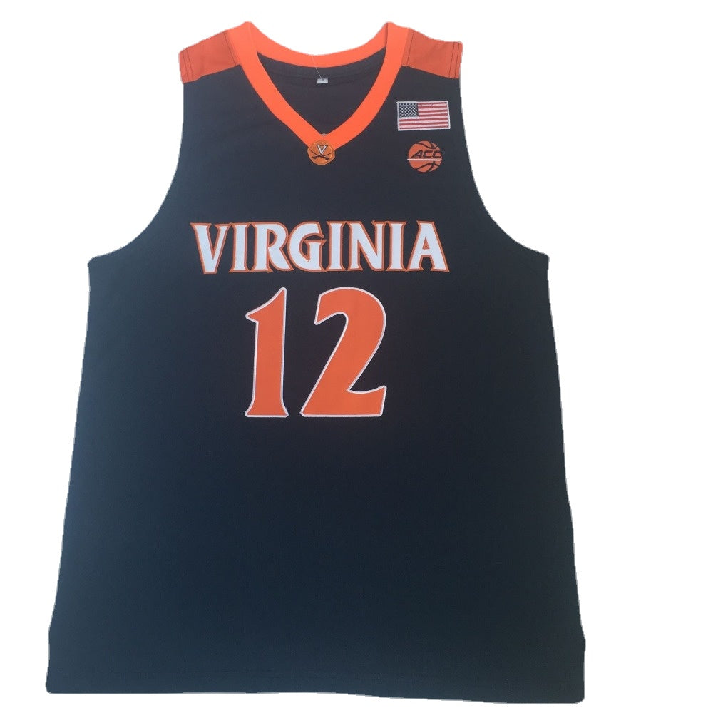 Virginia Hunter #12 Basketball Jersey White/Dark Blue Two Colors