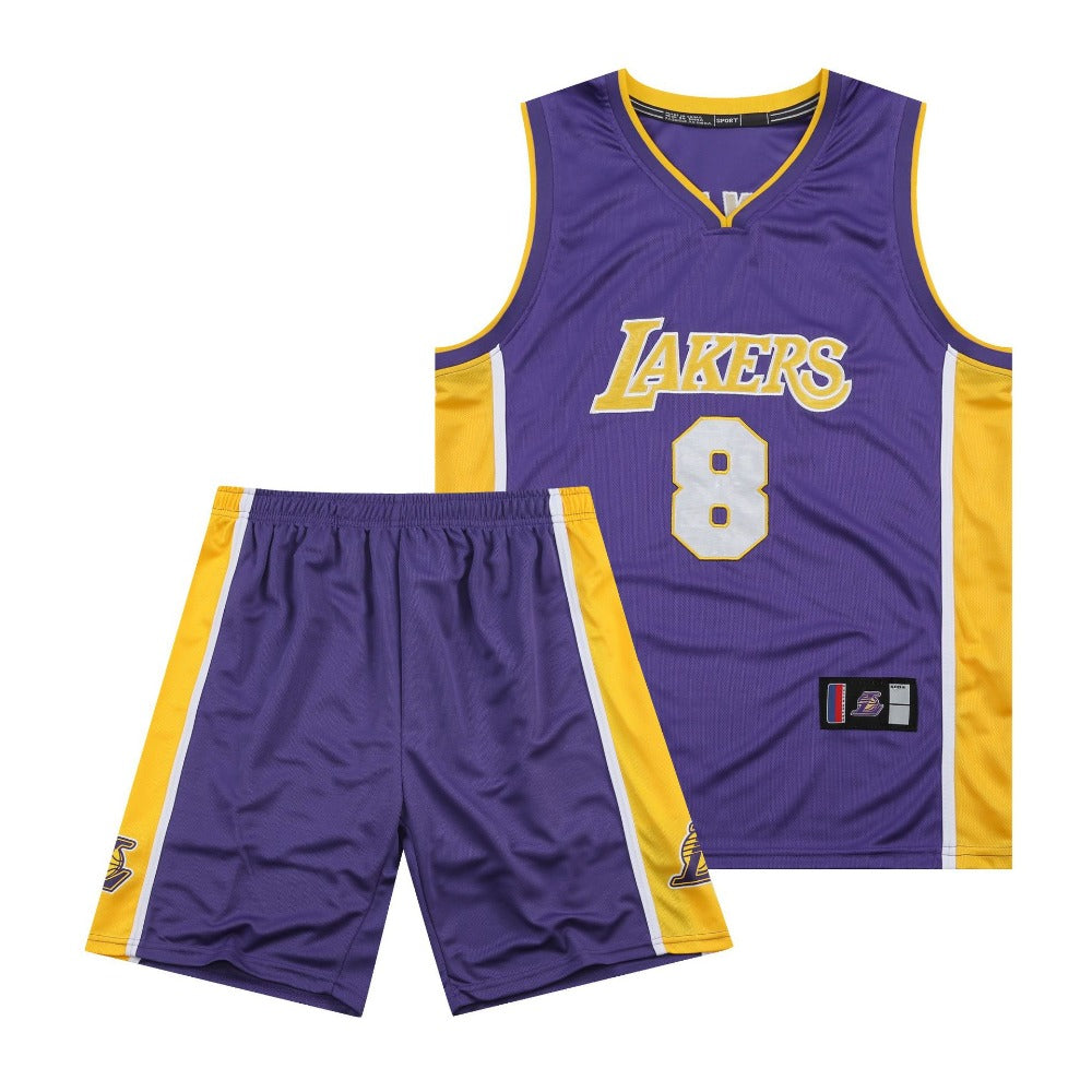 Kobe Bryant #24 #8 Retro Lakers Breathable Basketball Jersey Pants Set Embroidery fit for Youth to Adult