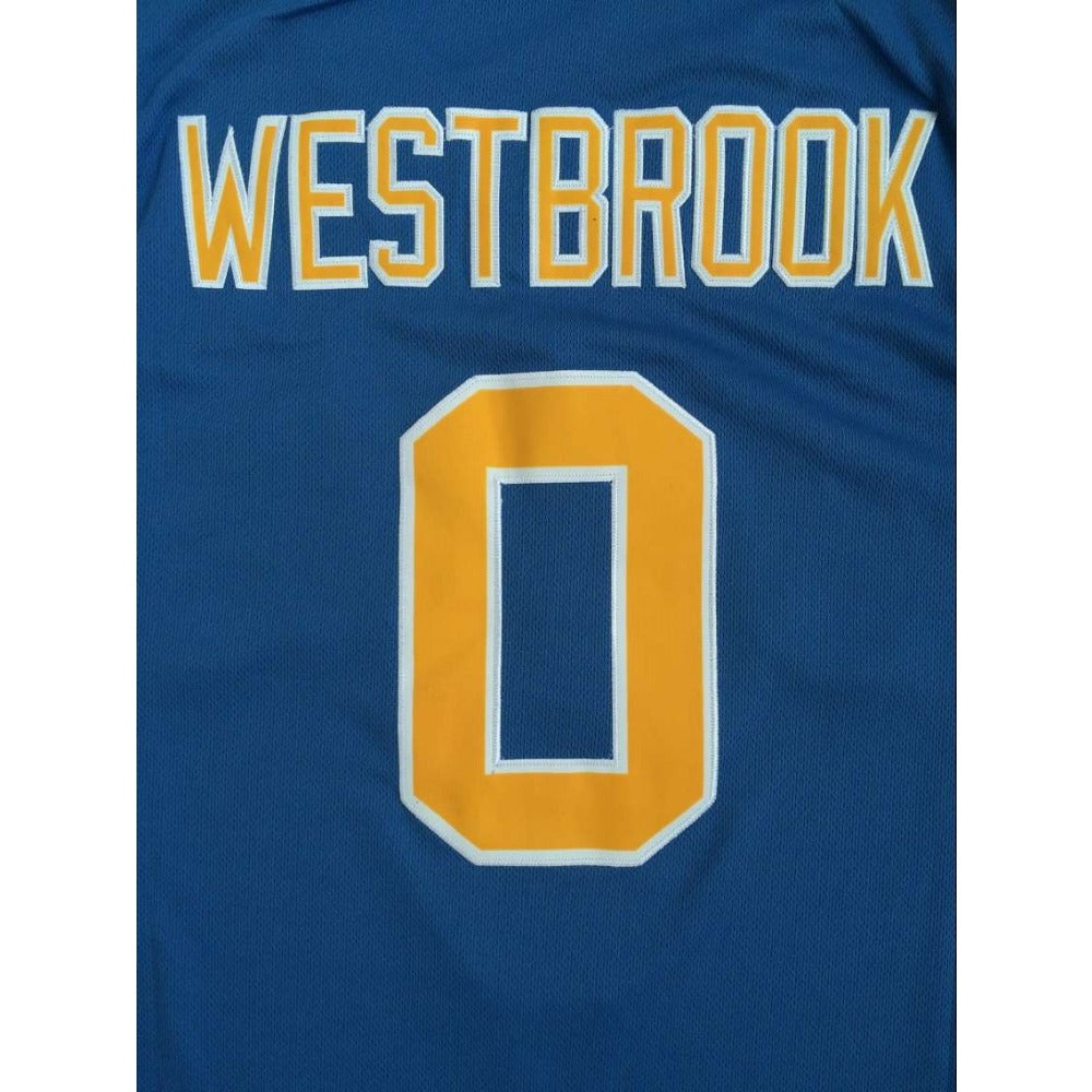 Retro Throwback RUSSELL WESTBROOK #0 UCLA College Baksetball Jersey Blue