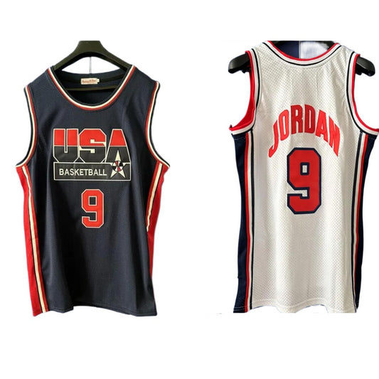 Michael Jordan #9 USA Dream Team Basketball Jersey Darkblue and White 2 Pcs