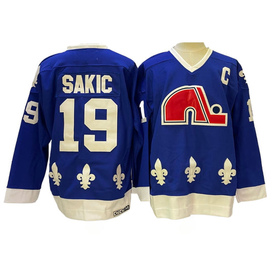 Rare Vintage Joe Sakic #19 Jersey Quebec Nordiques Ice Hockey Jersey Blue