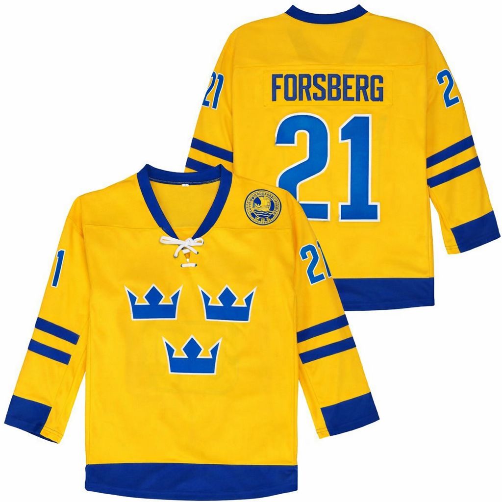 Custom Throwback Sweden Ice Hockey Jersey Your Name Your Number Yellow/Blue Stitched