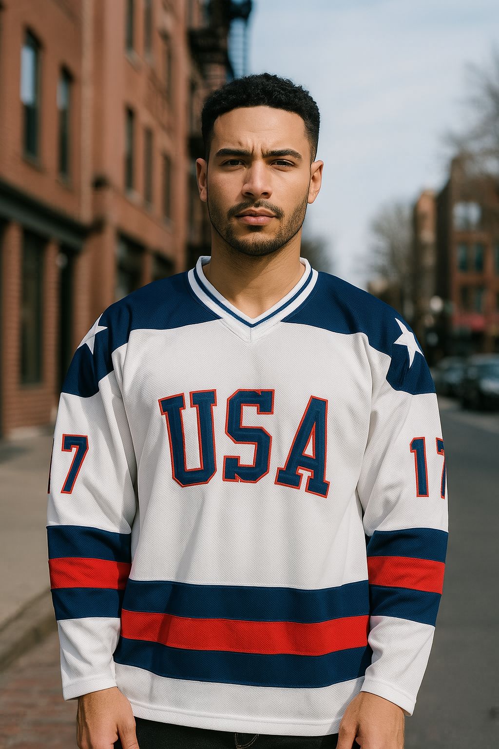 1980 USA Olympic Miracle on Ice Hockey Jersey JACK O'CALLAHAN  #17 Blue And White