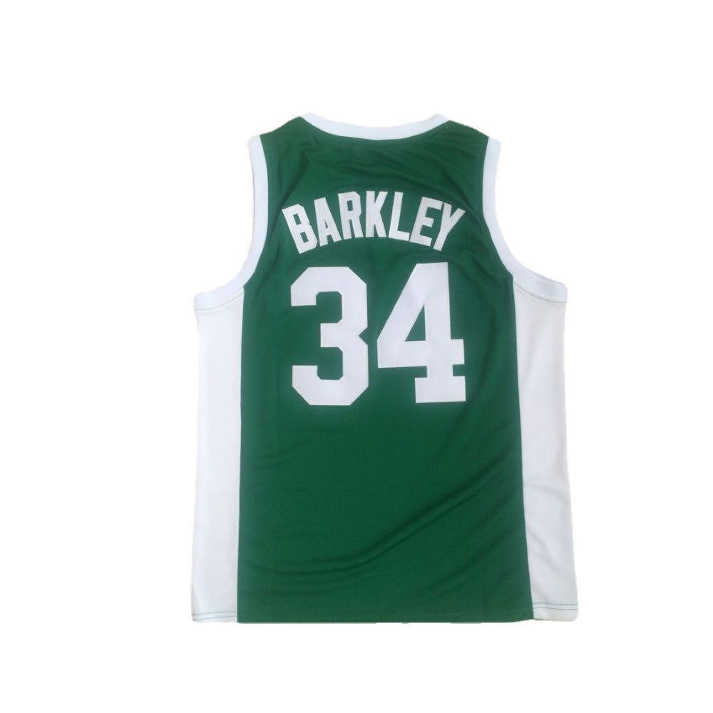 Charles Barkley #34 Leeds High School Green Basketball Jersey - Vintage Fan Gear