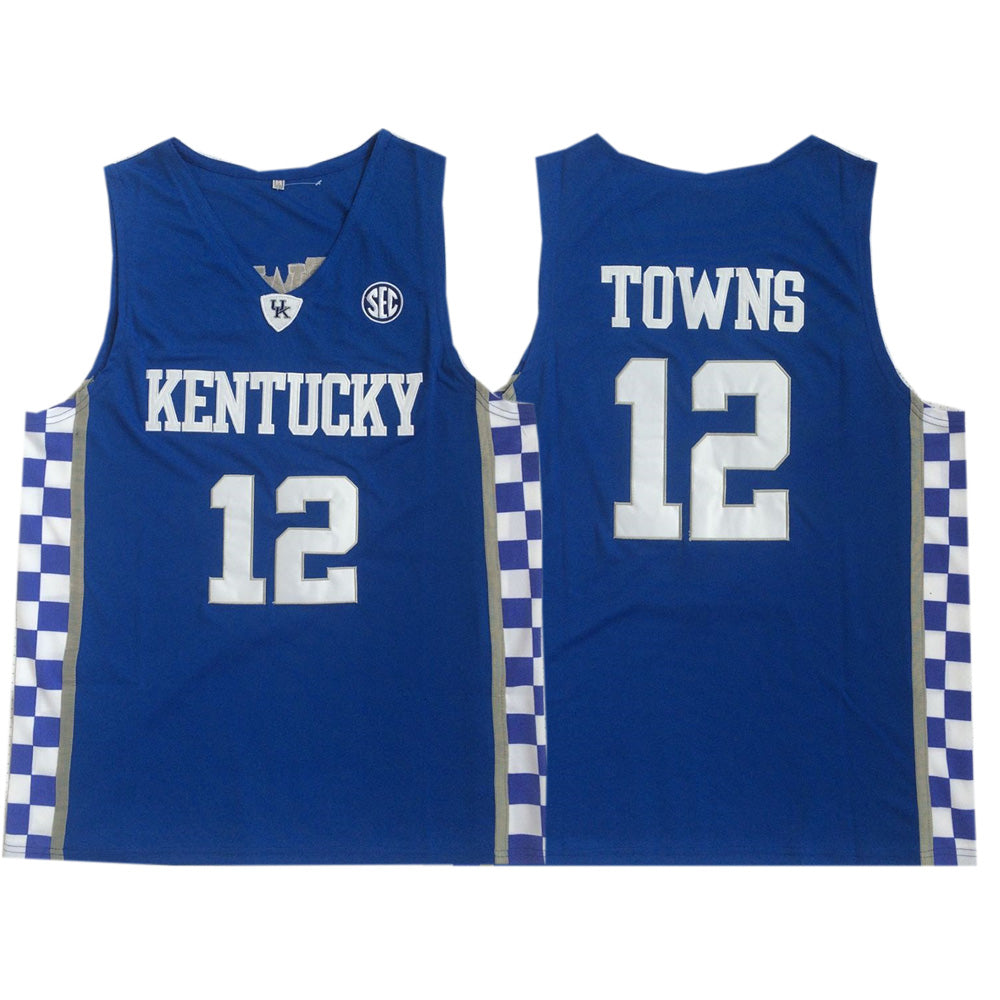 Vintage Karl Anthony Towns #12 Kentucky Throwback Classic Retro Jersey Blue