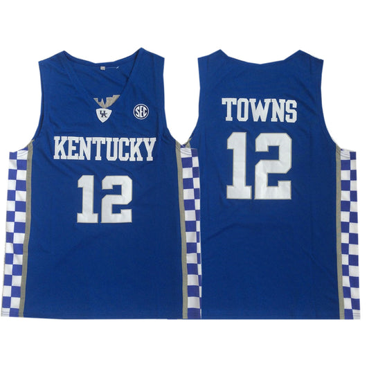 Vintage Karl Anthony Towns #12 Kentucky Throwback Classic Retro Jersey Blue