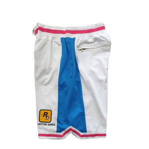 Auto Basketball Shorts Pants with Pockets White Color