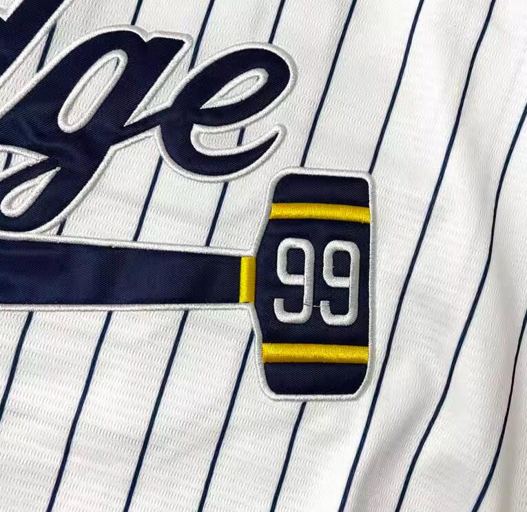 Hammer of Judge #99 Stripes Retro Baseball Jersey Stitched 90s Clothing Shirt for Party