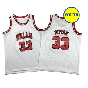 Kids Youth Pipen Classic Bulls Throwback #33 Basketball Jersey White