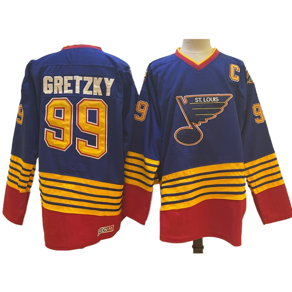 Rare Vintage Gretzky #99 St. Louis Blues Blue Ice Hockey Jersey