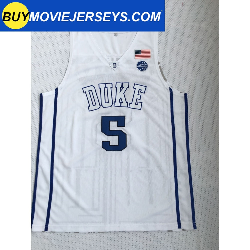 RJ Barrett #5 Duke College Basketball Jersey -White Embroidered