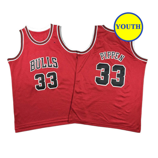 Kids Youth Pipen Classic Bulls Throwback #33 Basketball Jersey Red