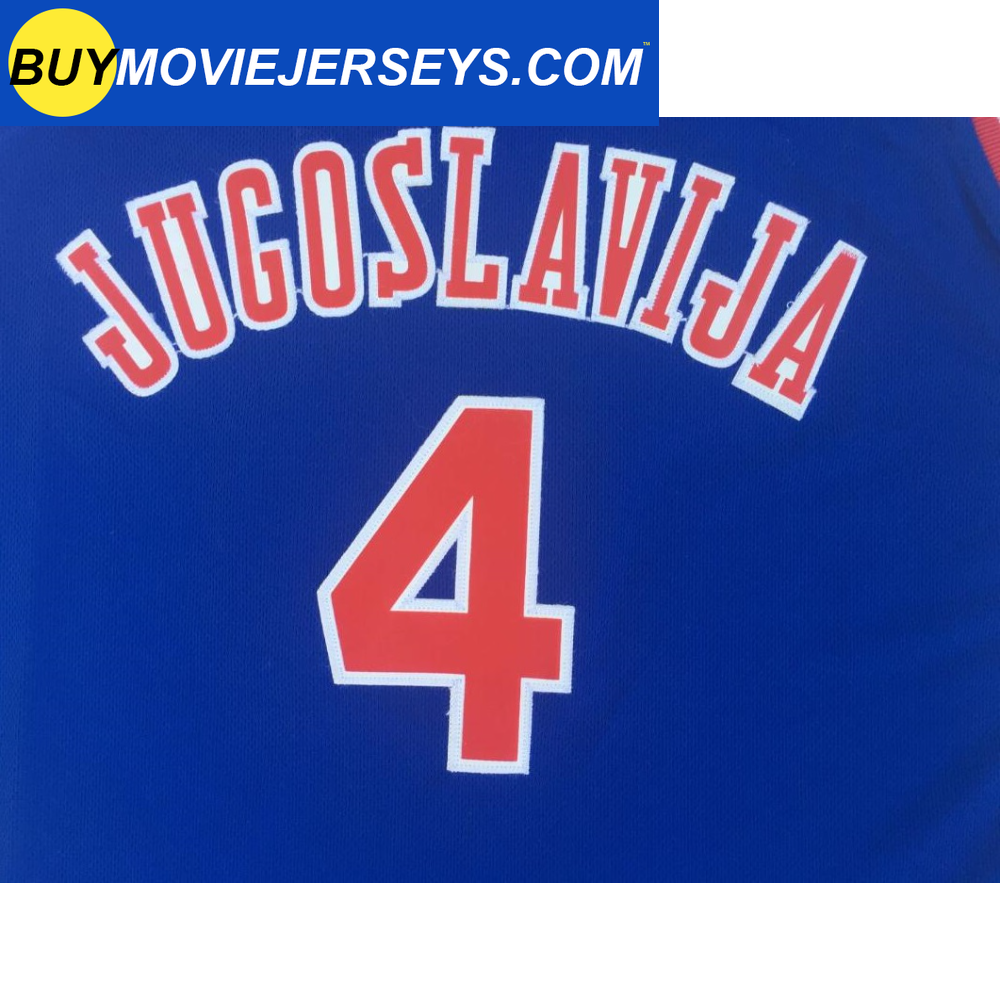 Drazen Petrovic  #4  Yugoslavia Basketball Jersey Blue