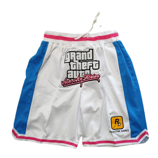 Auto Basketball Shorts Pants with Pockets White Color