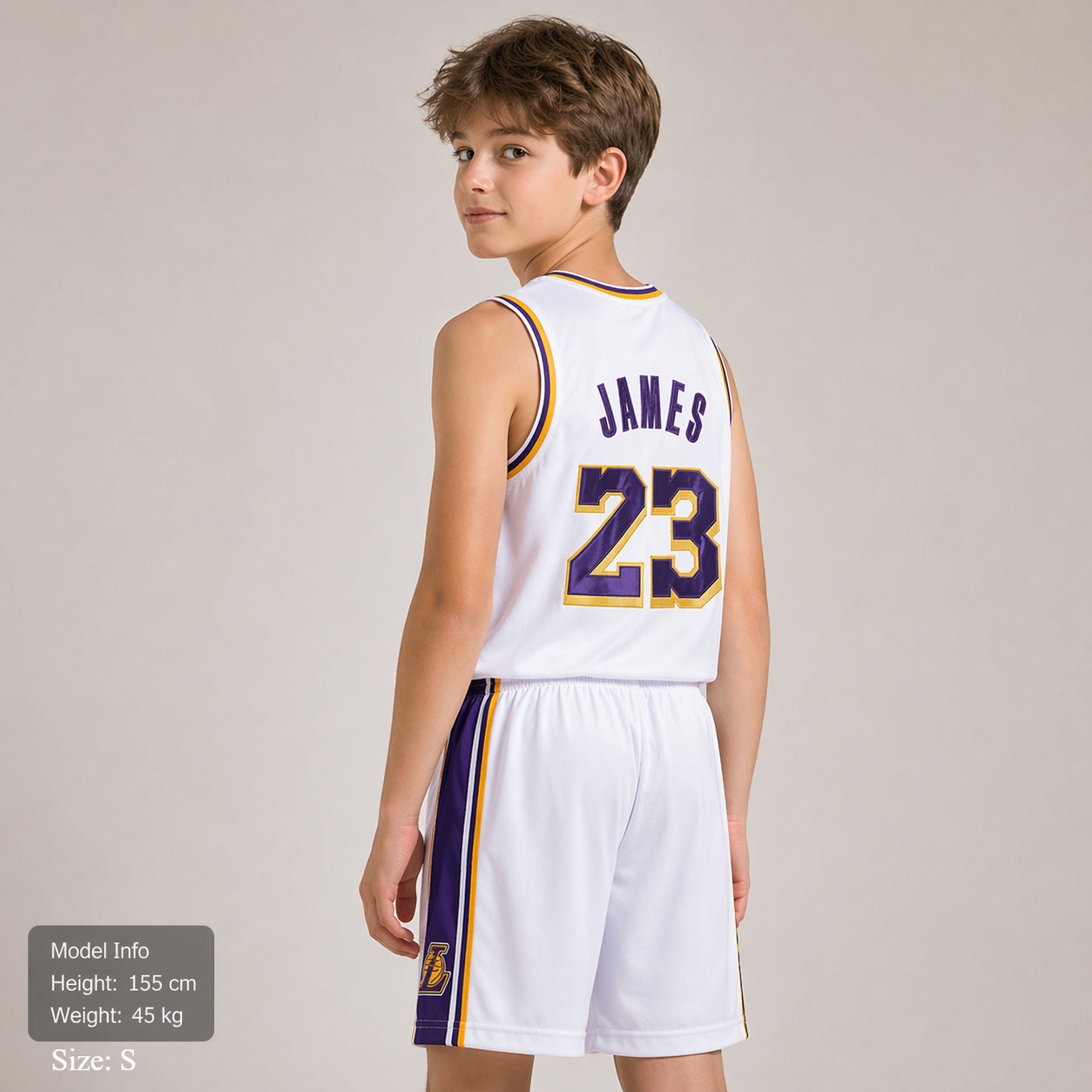 Lebron James #23 Retro Lakers Breathable Basketball Jersey Pants Set Embroidery fit for Youth to Adult