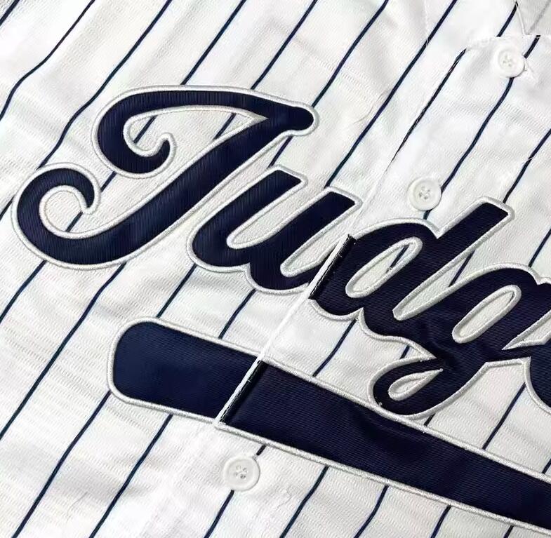 Hammer of Judge #99 Stripes Retro Baseball Jersey Stitched 90s Clothing Shirt for Party