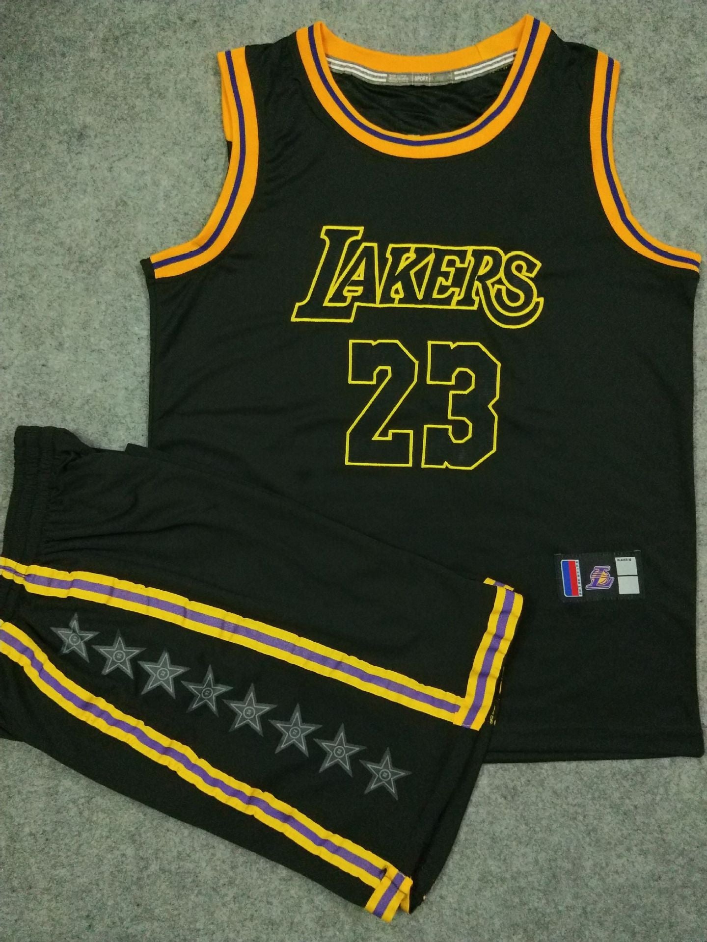 Lebron James #23 Retro Lakers Breathable Basketball Jersey Pants Set Embroidery fit for Youth to Adult
