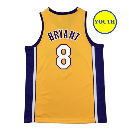 Kids Youth Bryant Classic Lakers Throwback #8 Basketball Jersey Yellow