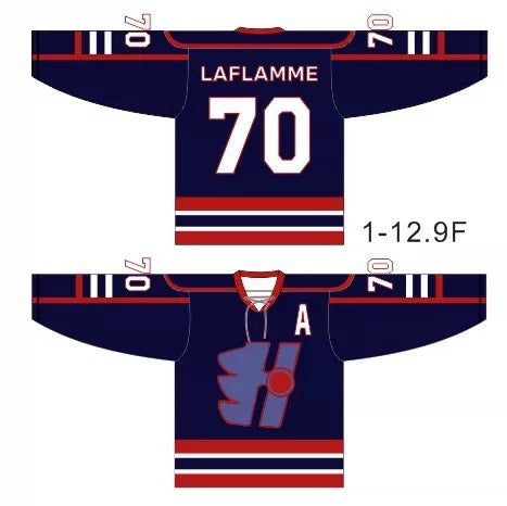 Custom XAVIER LAFLAMME GOON Jersey #70 Blue Hockey Jersey