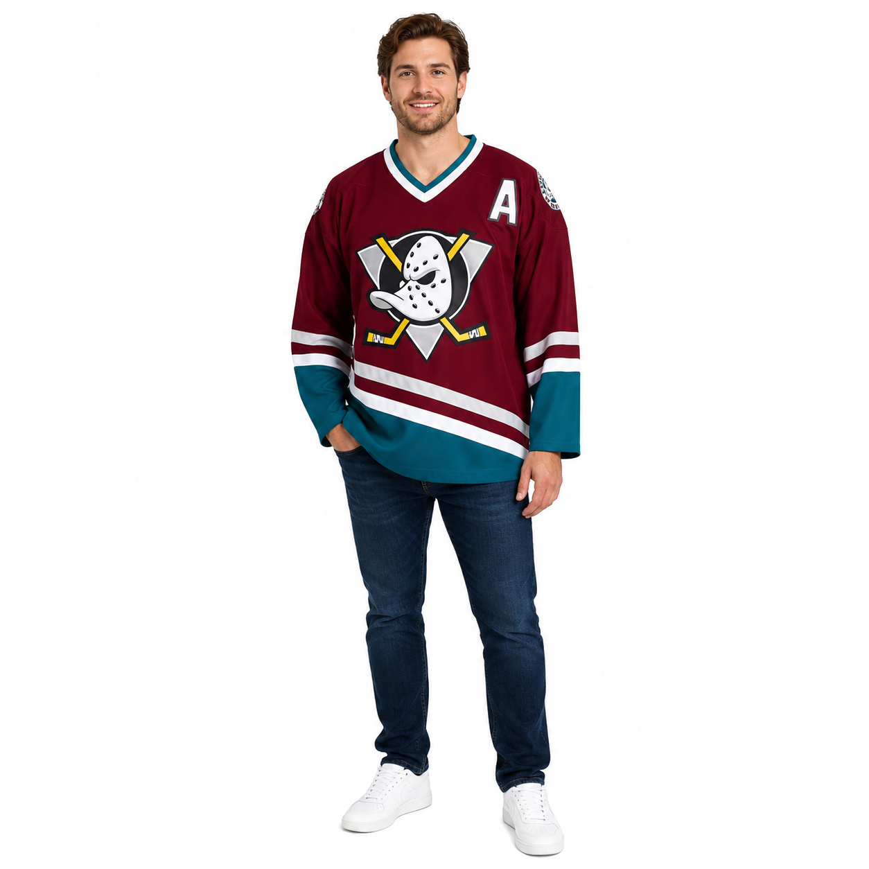 The Mighty Ducks Movie Hockey Jersey #8 Selanne Wine Red Color