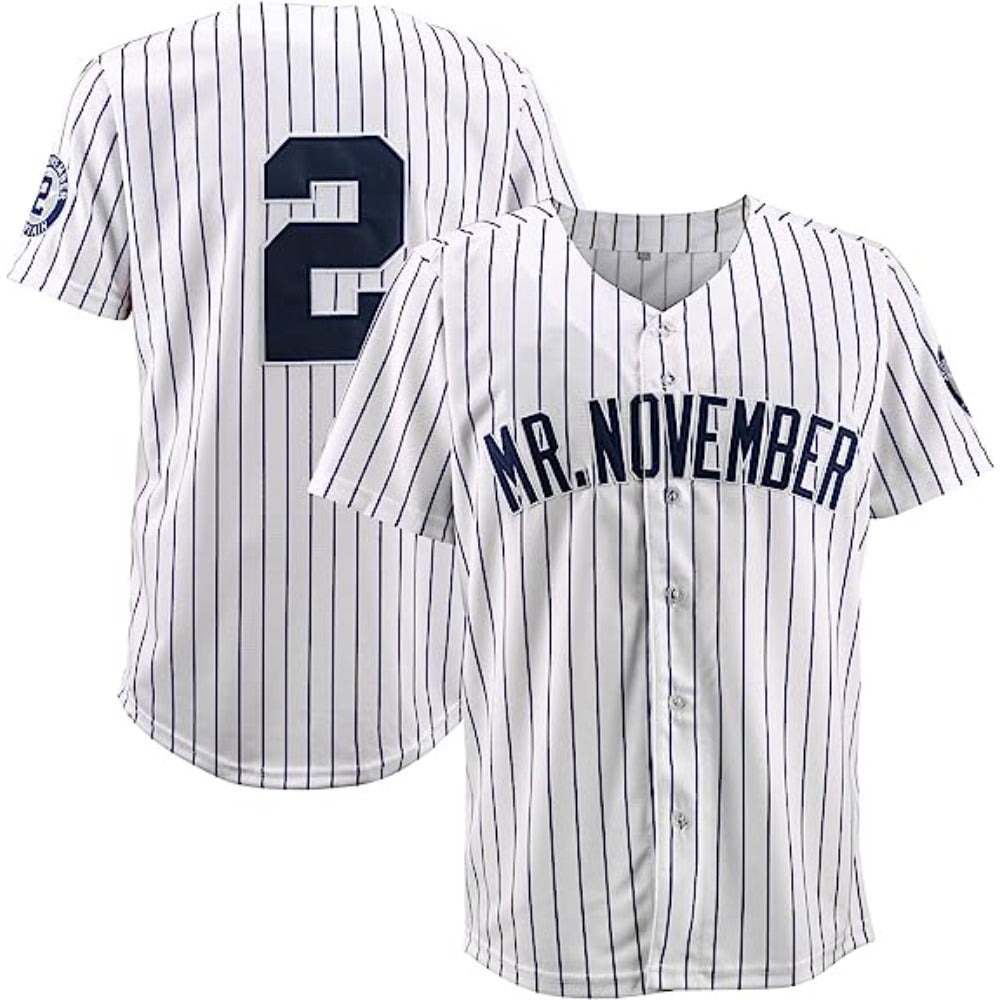 Celebrate Baseball History with Mr. November Men's #2 Jeter Retro Baseball Jersey