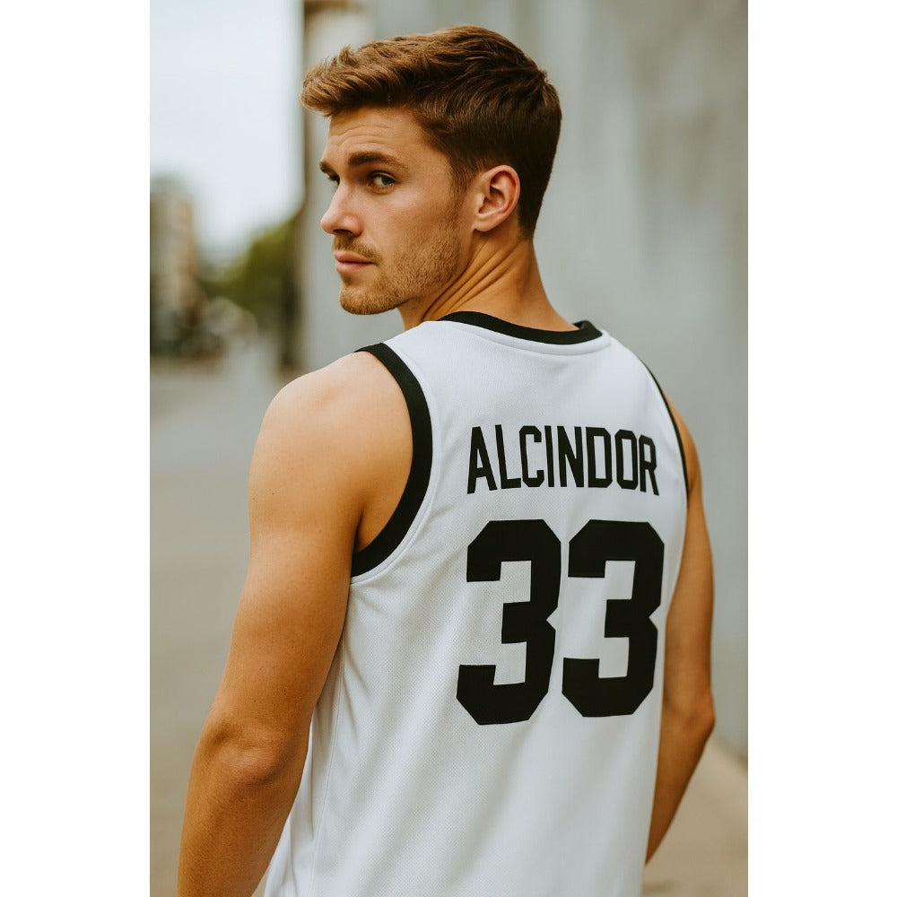 Kareem Abdul-Jabbar #33 Power High School White Embroidered Basketball Jersey