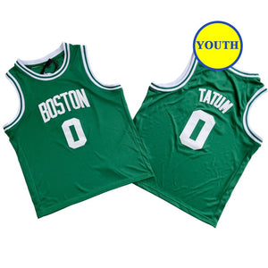 Kids Youth Basketball Jersey Boston 0 Tatum Green